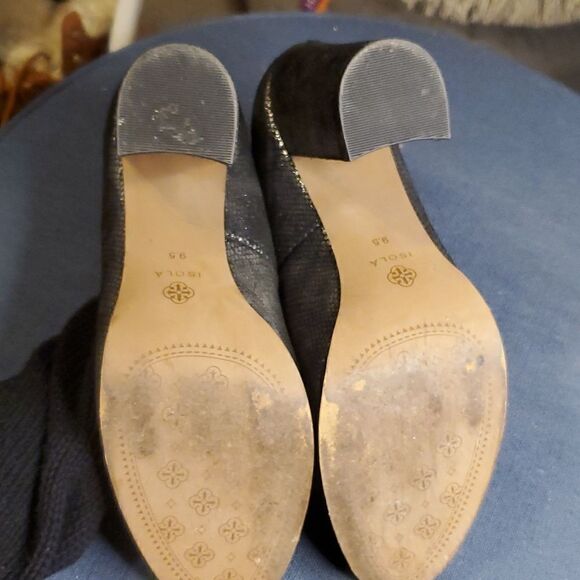 Isola Shoes Isola Size 9.5m Black Metallic Suede Pump - Picture 5 of 7